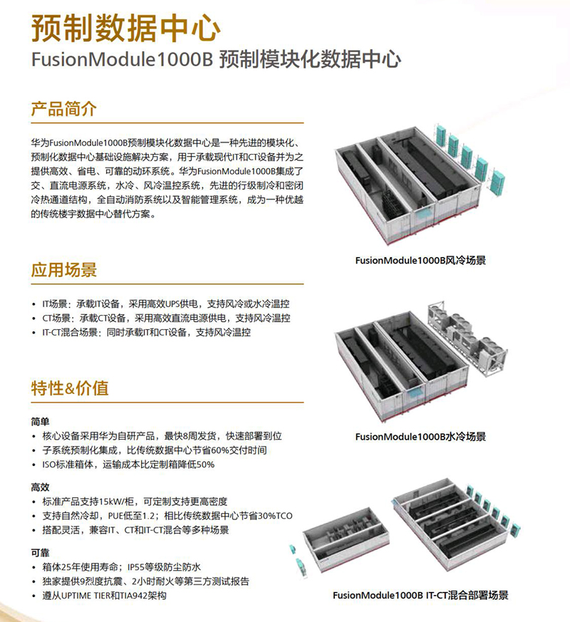 華為FusionModule1000B預(yù)制模塊化數(shù)據(jù)中心